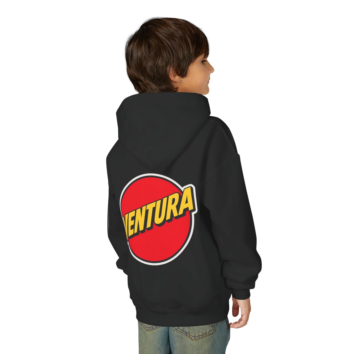 Ventura Red Logo Beach Graphic Youth Hoodie — Black