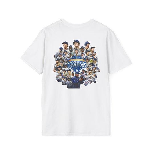 Dodgers 2024-2025 Back-to-Back World Series Champions Black Text, White T-Shirt