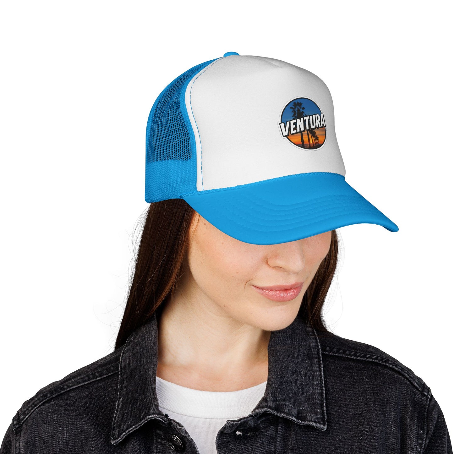 Ventura Surfer's Point Sunset Trucker Cap (Light Blue)