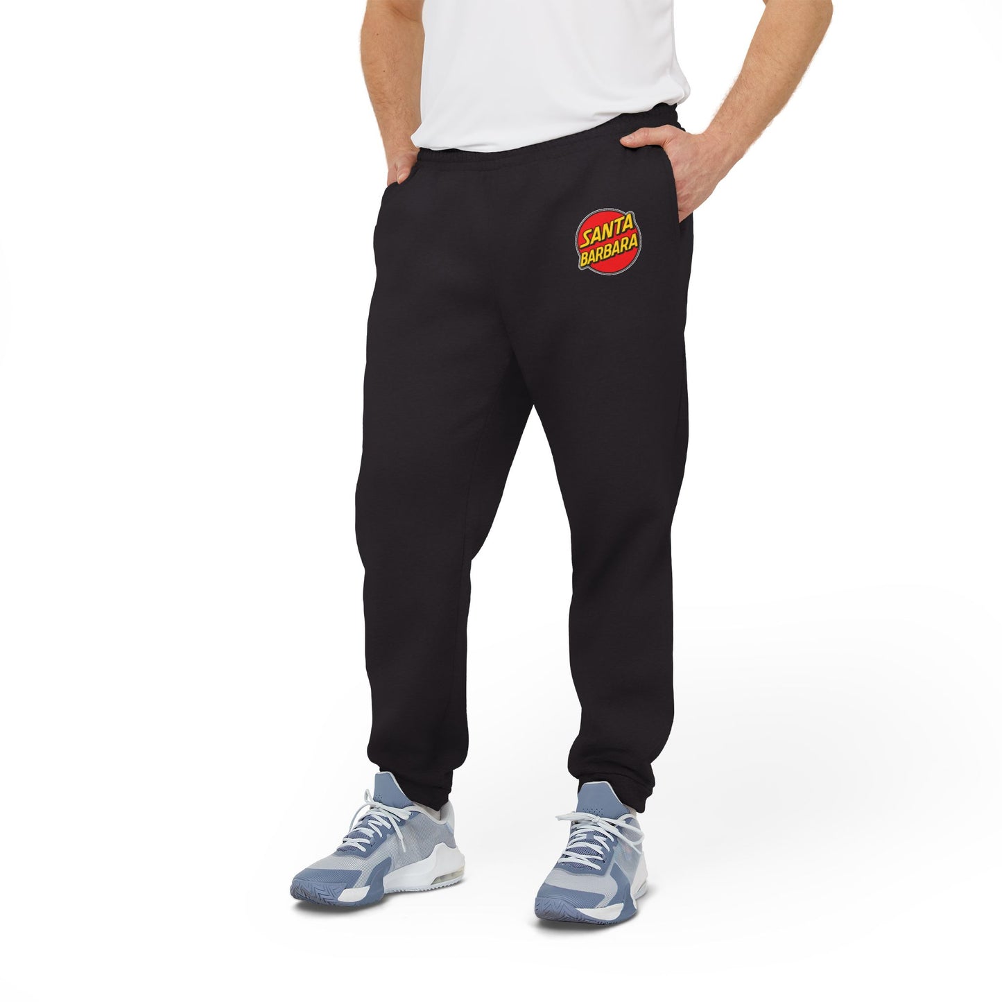 Santa Barbara Red Logo Graphic Joggers — Black Sweatpants