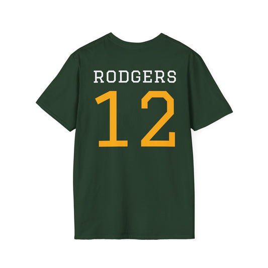 #12 Aaron Rodgers Green Bay Packers Forest Green Logo T-Shirt — Fan Tee