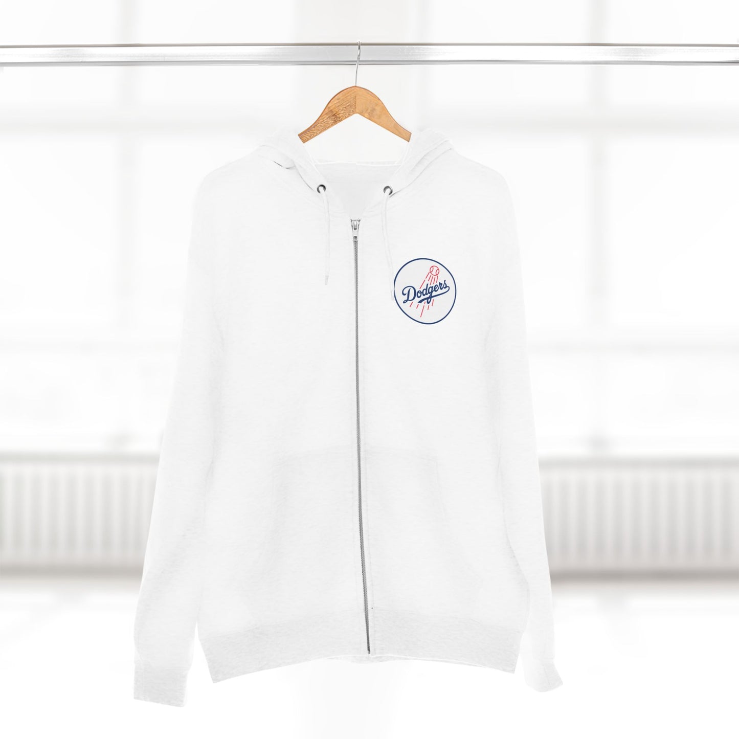 Dodgers Retro Logo Zip Hoodie (White)