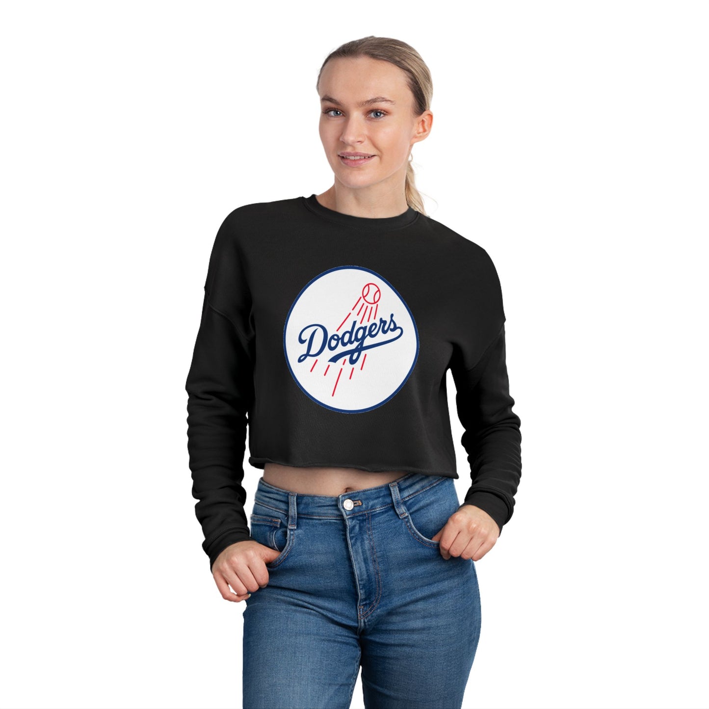 Dodgers Cropped Sweatshirt — Women's Baseball Team Pullover