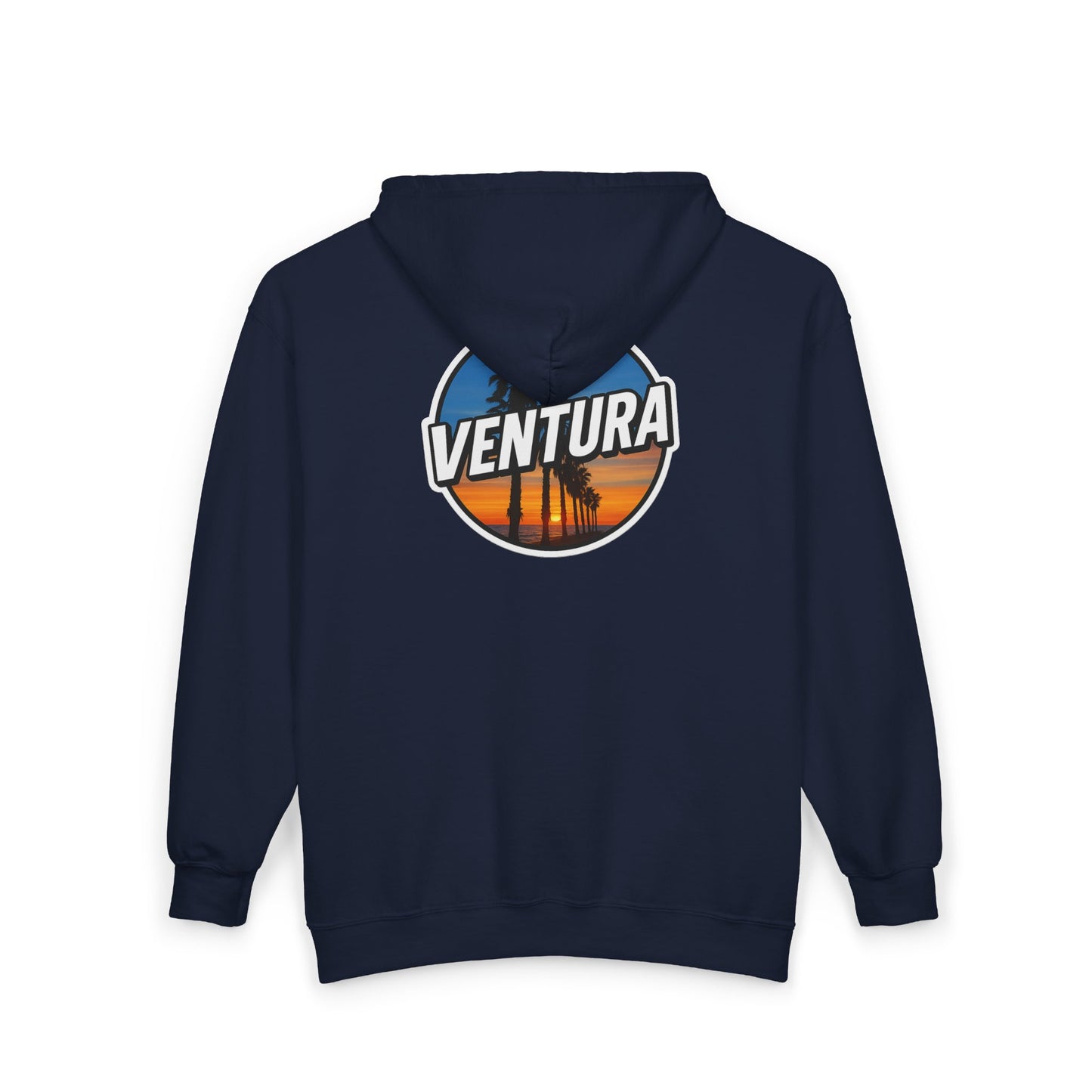 Ventura Surfer's Point Sunset Palm Zip Navy Hoodie — California Full‑Zip Navy Sweatshirt