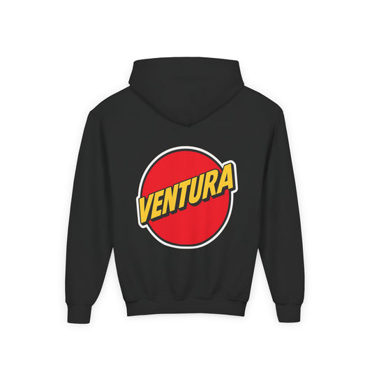 Ventura Red Logo Beach Graphic Youth Hoodie — Black