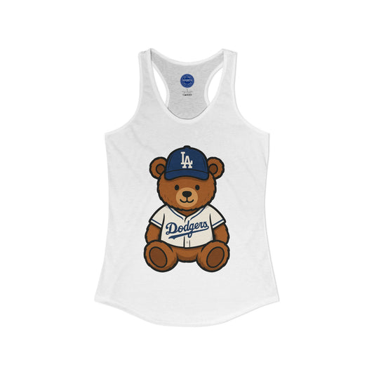 Dodgers Teddy Bear Women's Racerback Tank (White)