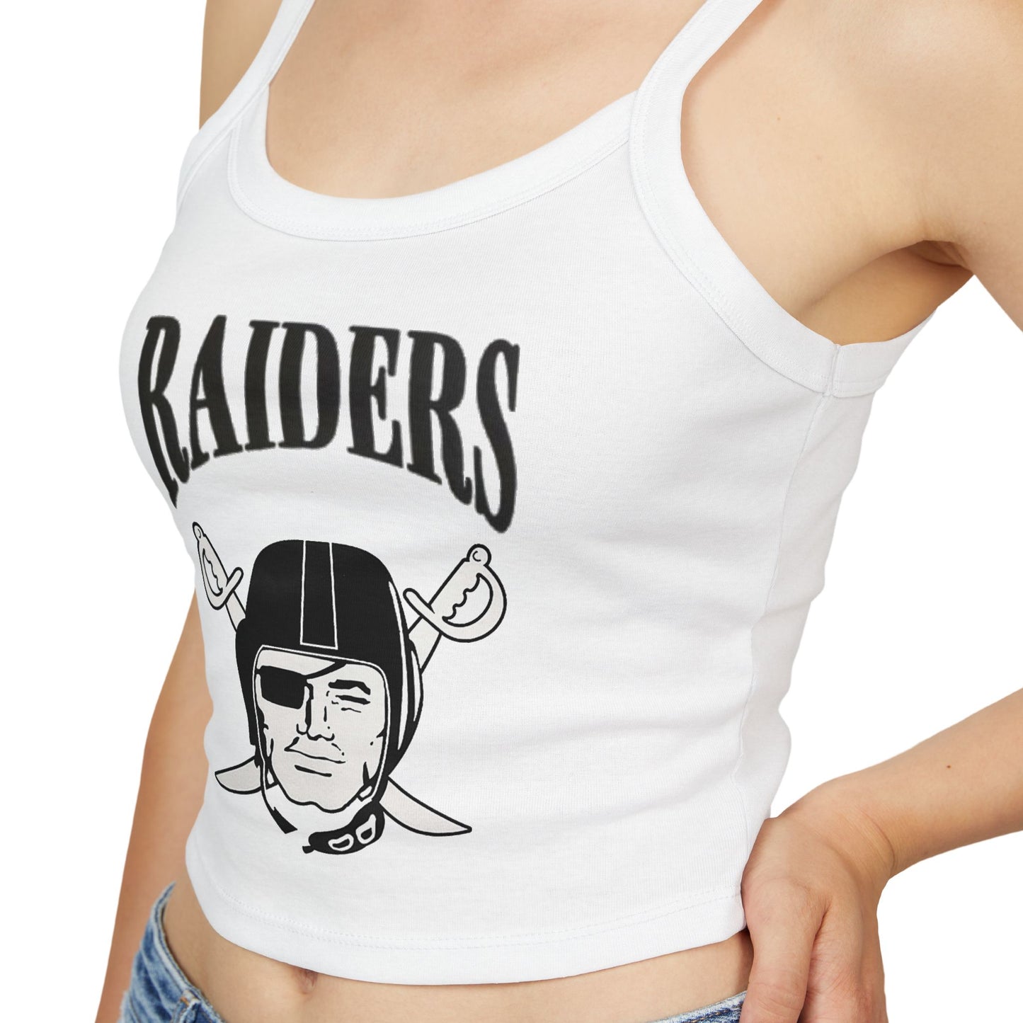 Vintage Football Helmet Tank Top — "Raiders" Retro Sports Crop