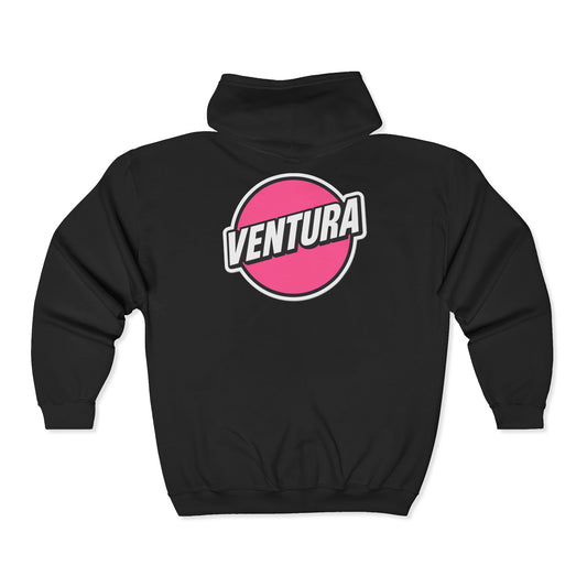 Ventura Pink Retro Surf Logo Zip Hoodie