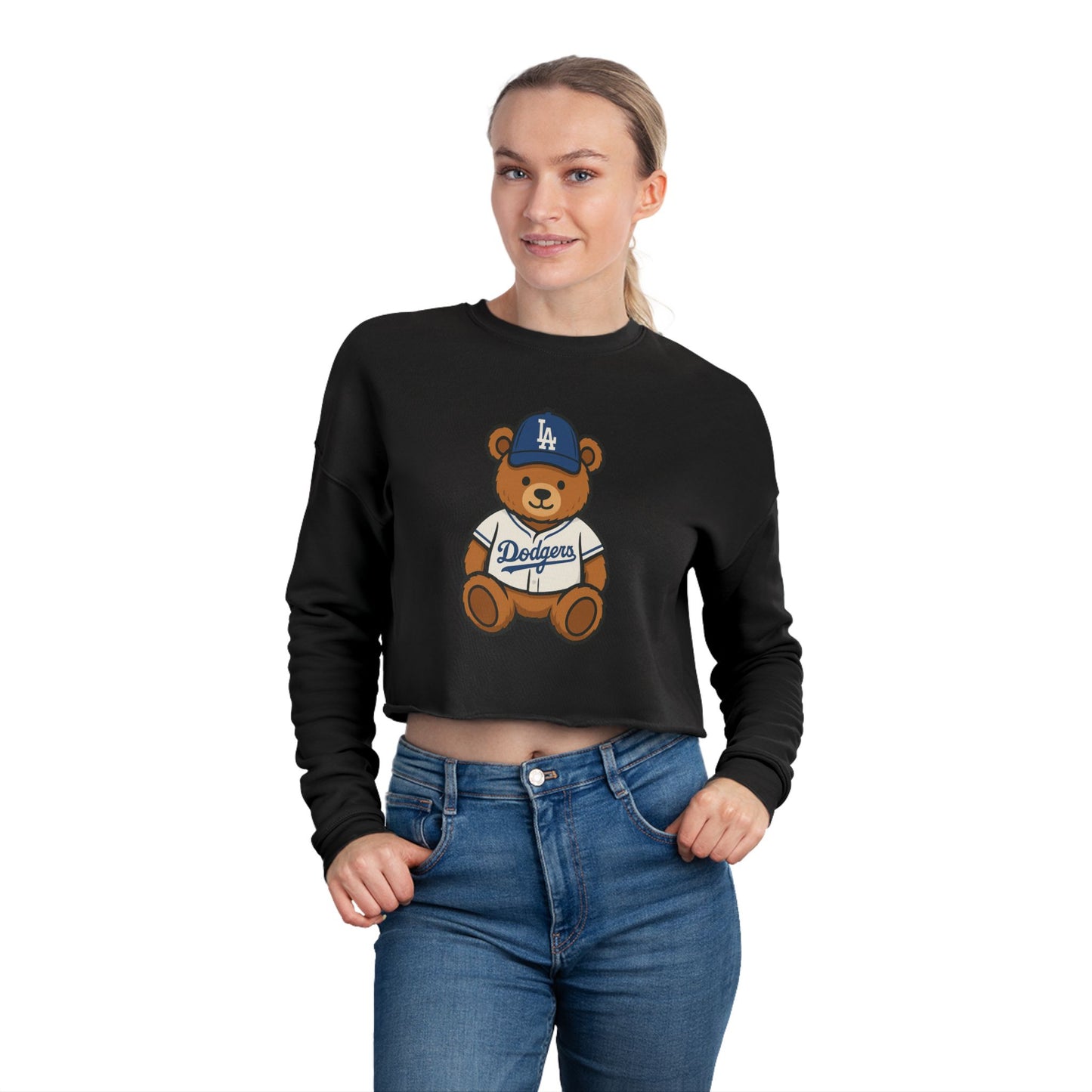 Dodgers Teddy Cropped Pullover Sweatshirt
