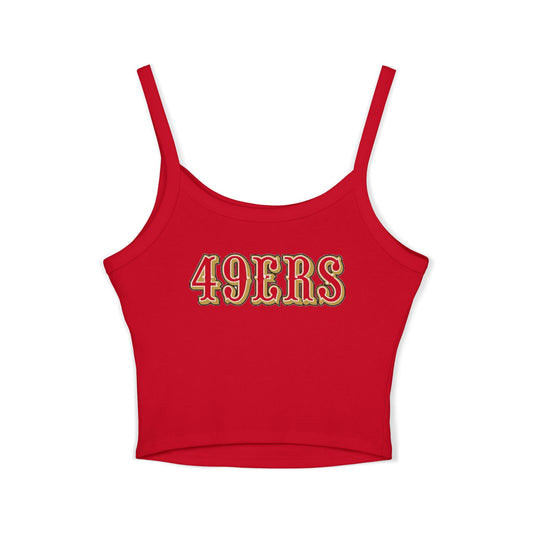 49ers Retro Football Helmet Women's Spaghetti Tank (Red)