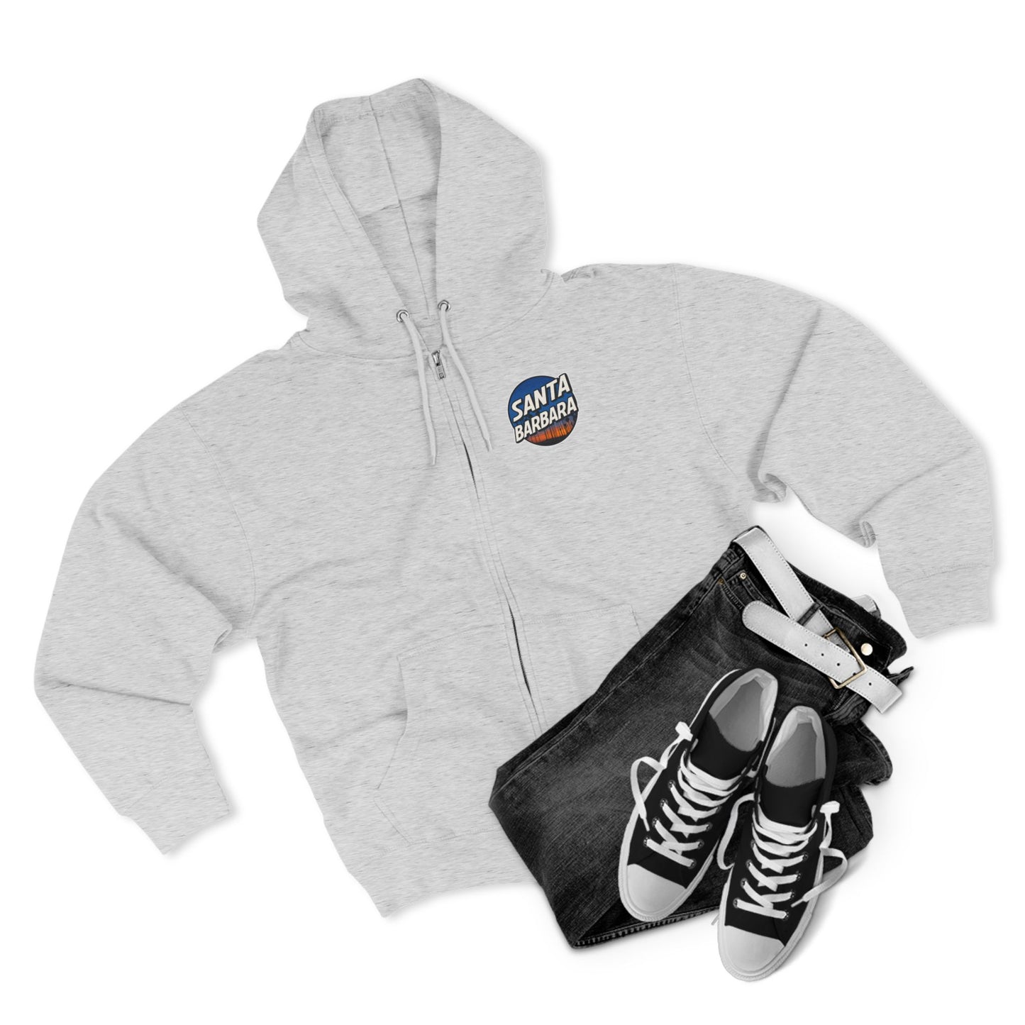 Santa Barbara Cabrillo Blvd Heather Grey Zip Hoodie