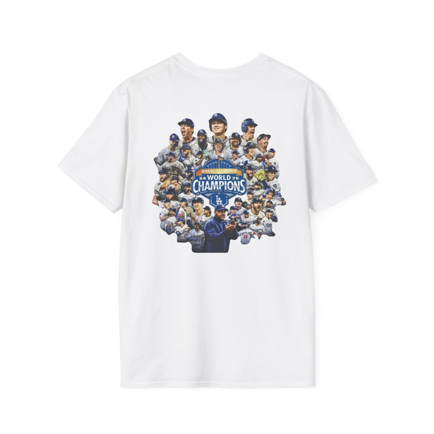 Dodgers 2024-2025 Back-to-Back World Series Champions Black Text, White T-Shirt