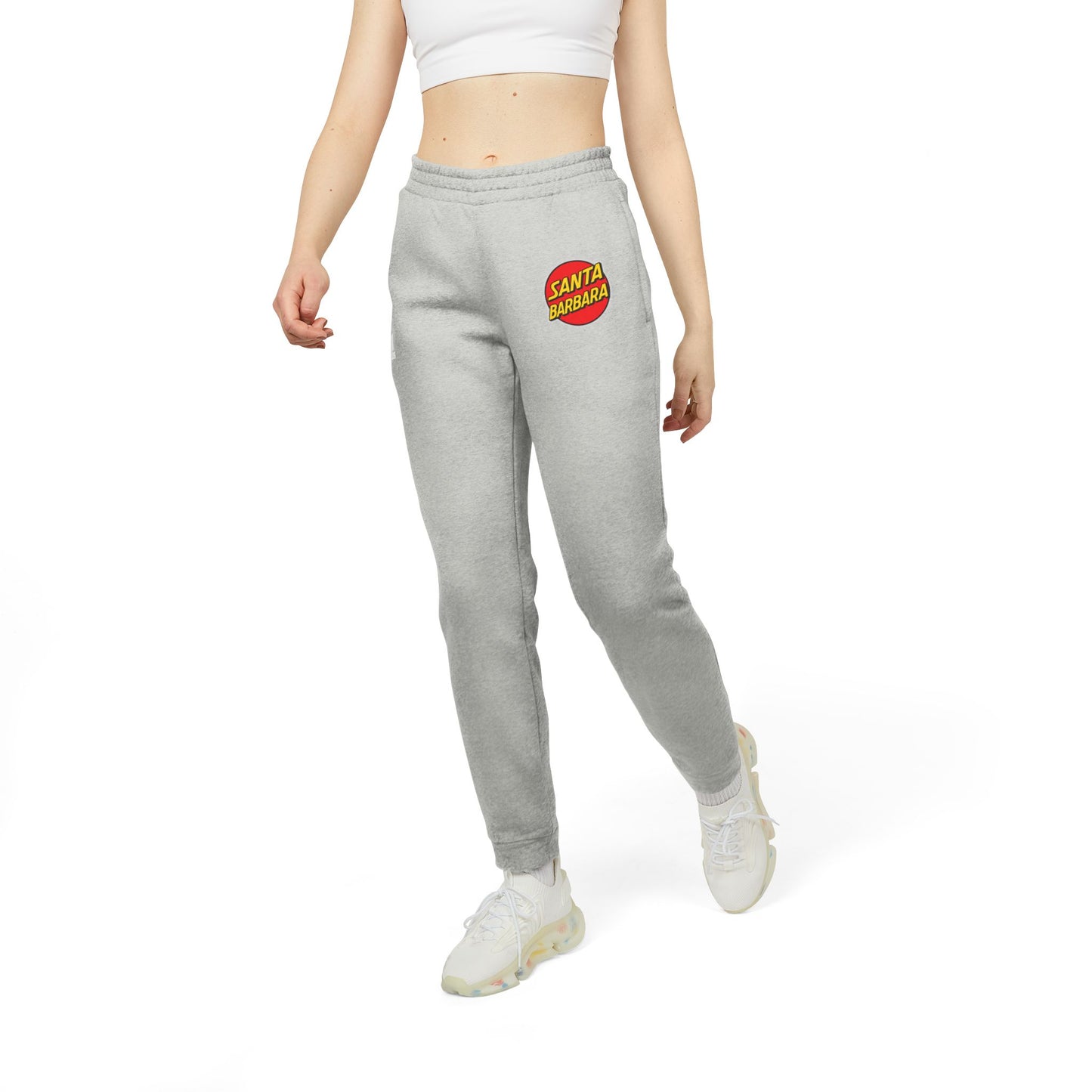 Santa Barbara Logo Joggers — Grey Fleece Casual Sweatpants