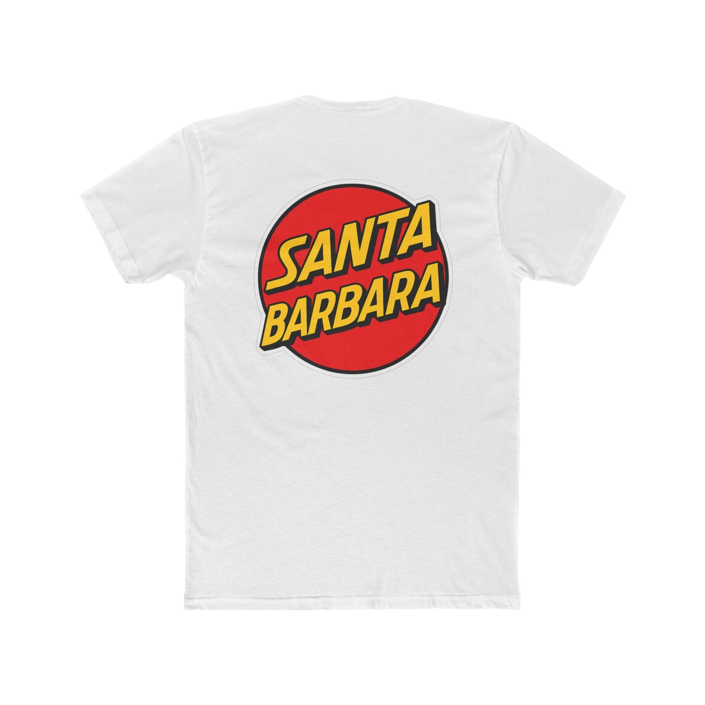 Santa Barbara Red Logo Tee — Classic Cotton Crew (White)