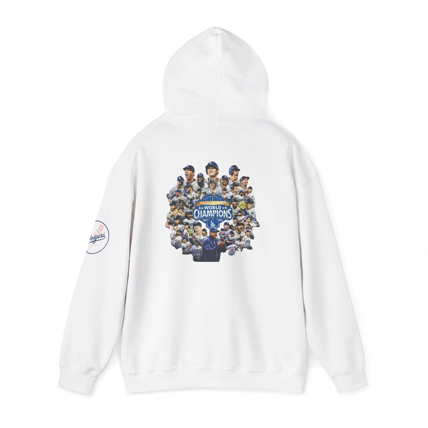Dodgers Back-to-Back World Series Champions Hoodie — MLB Championship Sweatshirt (White)