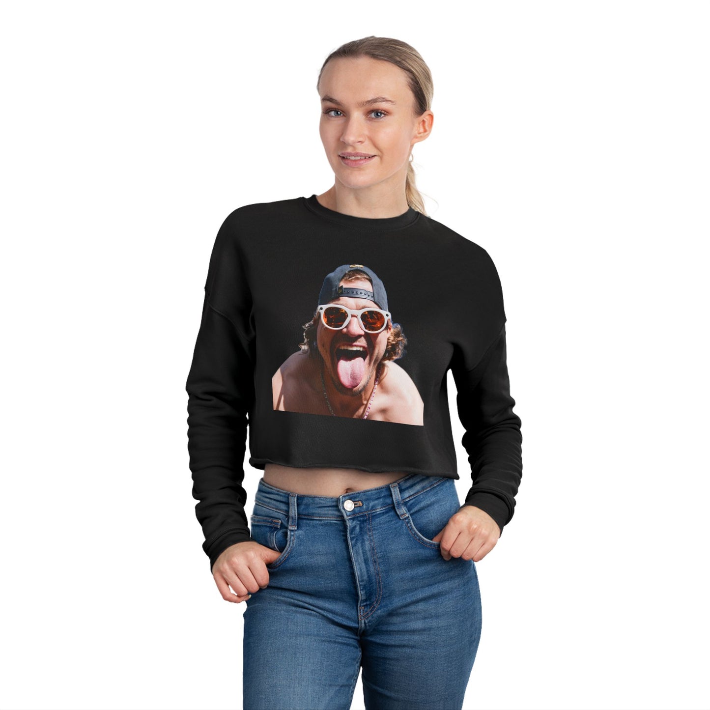 Kike Black Cropped Sweatshirt — Women's Cropped Sweatshirt
