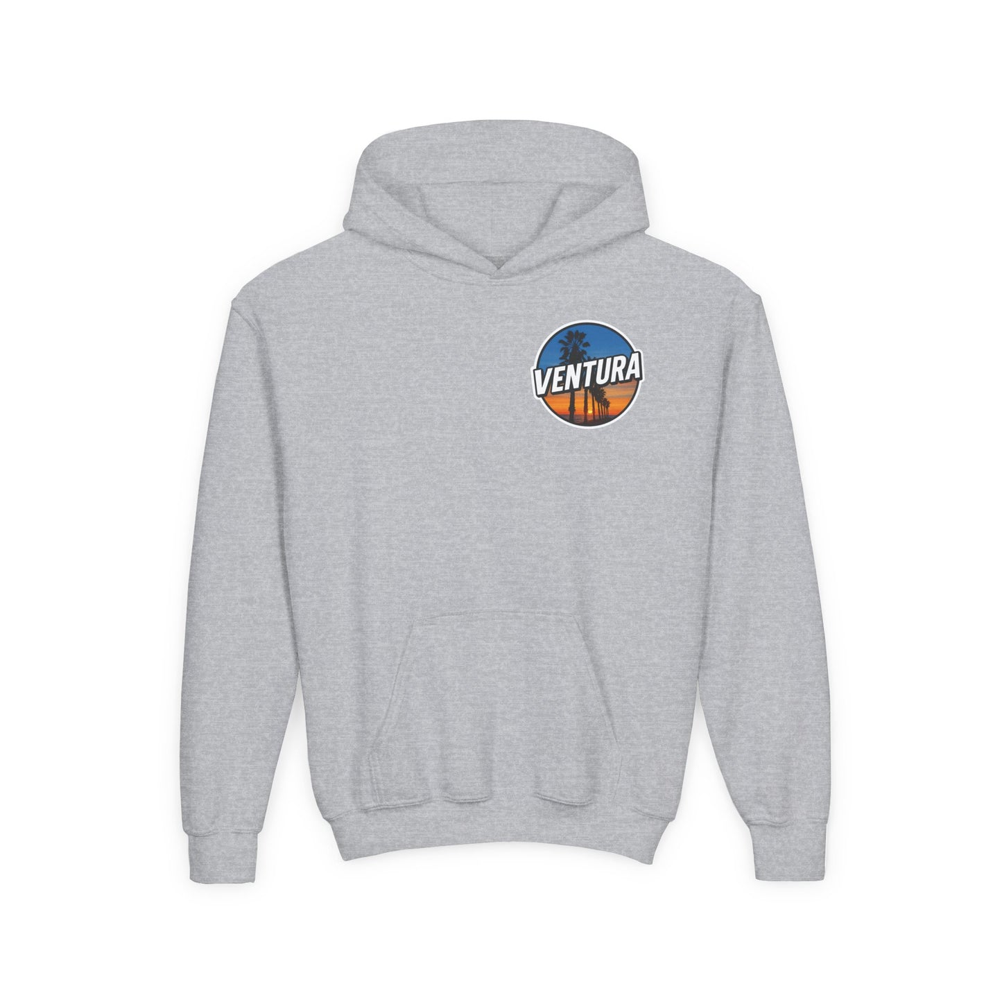 Ventura Surfer's Point Sunset Youth Hoodie — Beach Graphic (Sports Grey)