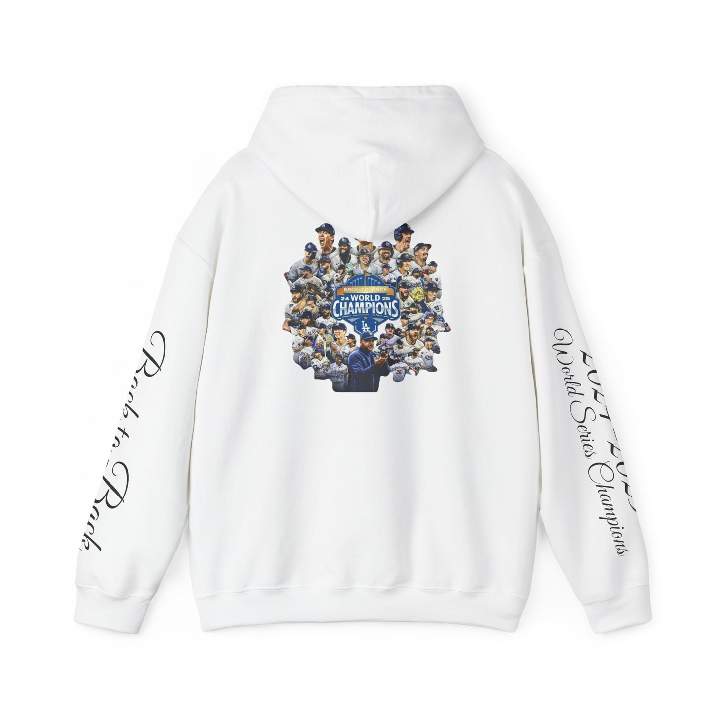 Dodgers Back-to-Back World Series Champions Hoodie — MLB Championship Sweatshirt (White)