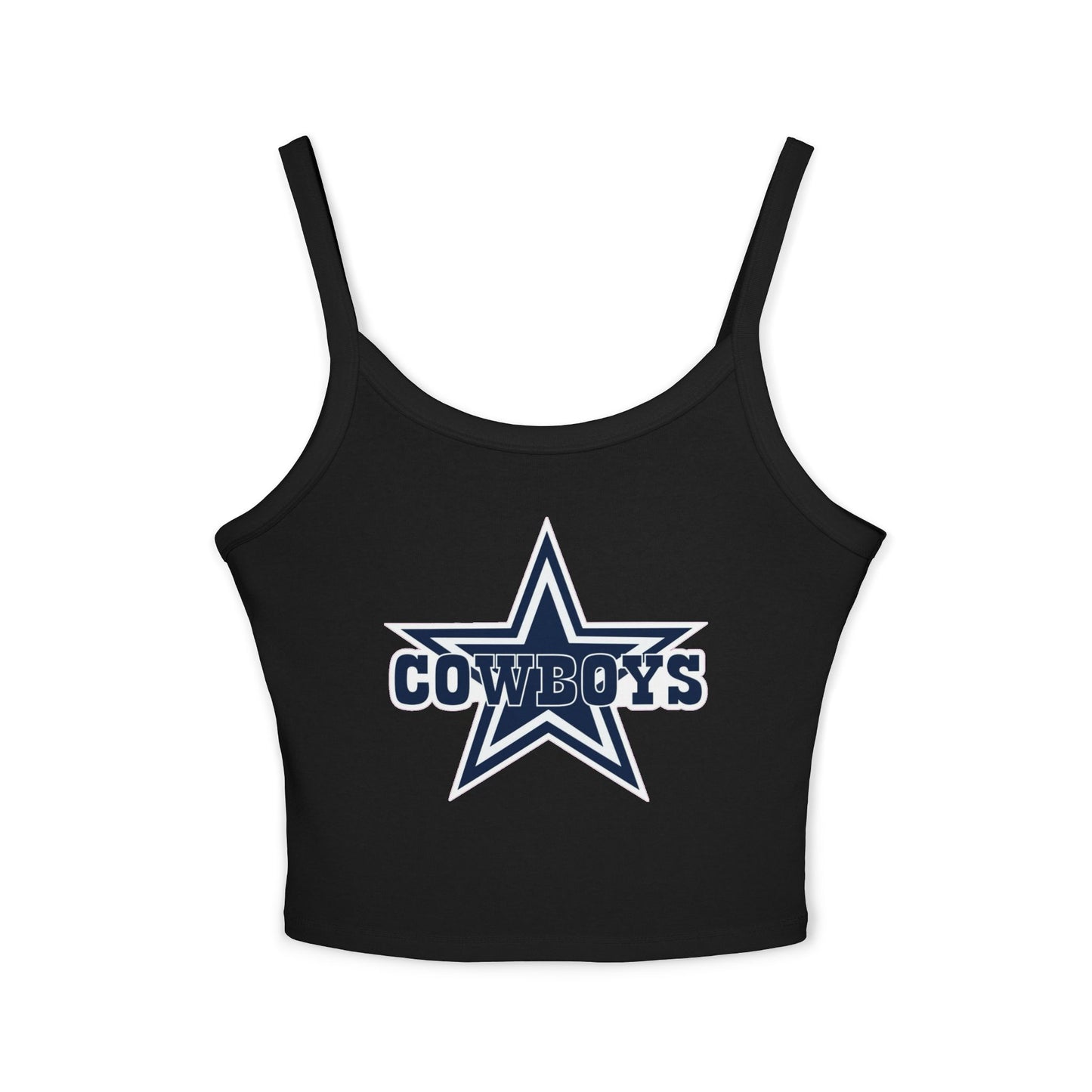 Dallas Cowboys Retro Football Helmet Tank Top — Women's Black Spaghetti Strap