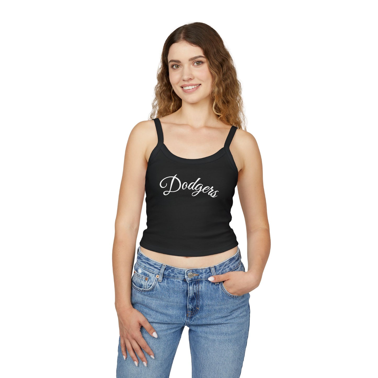Dodgers Back 2 Back Women's Spaghetti Tank Top — Black