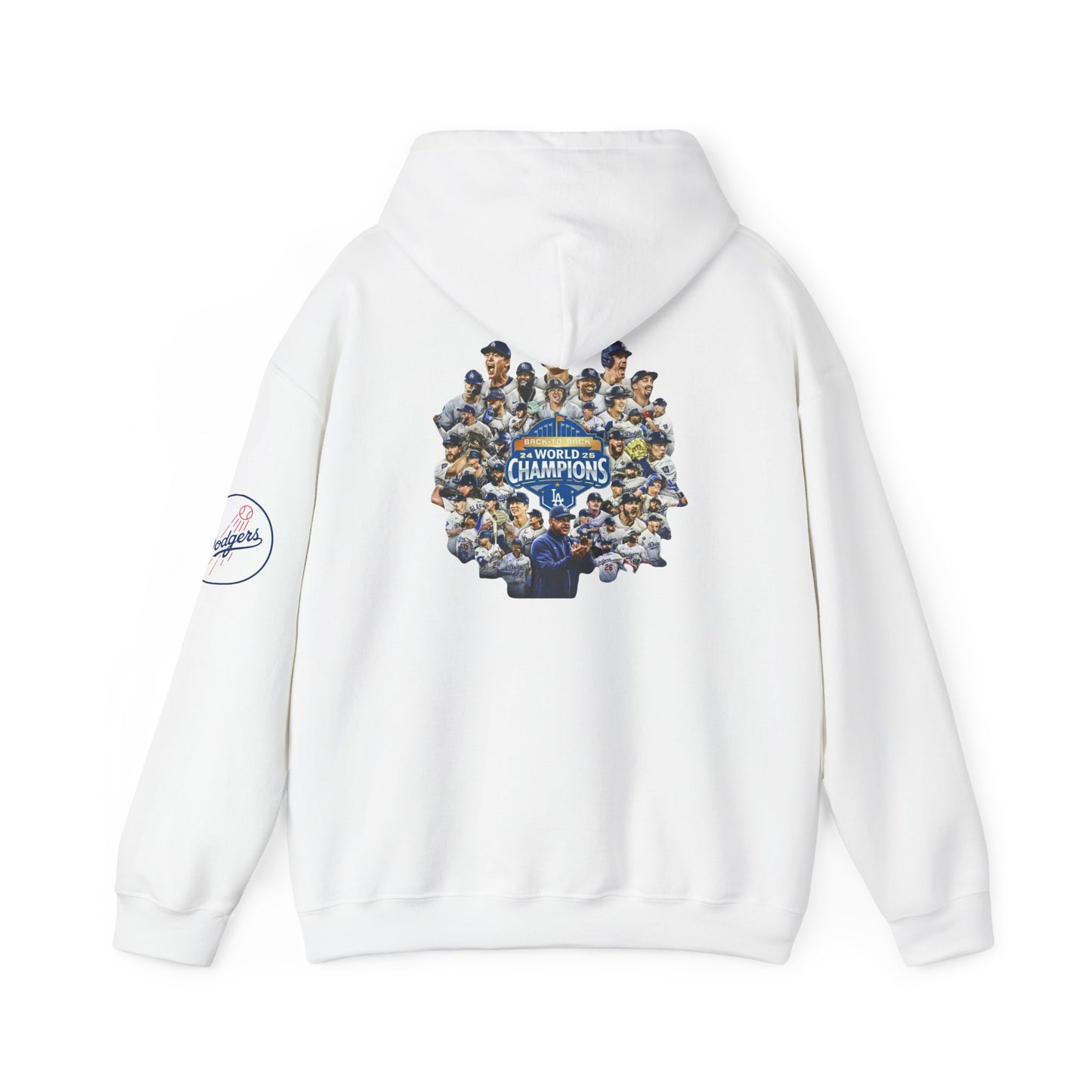 Dodgers Back-to-Back World Series Champions Hoodie — MLB Championship Sweatshirt (White)