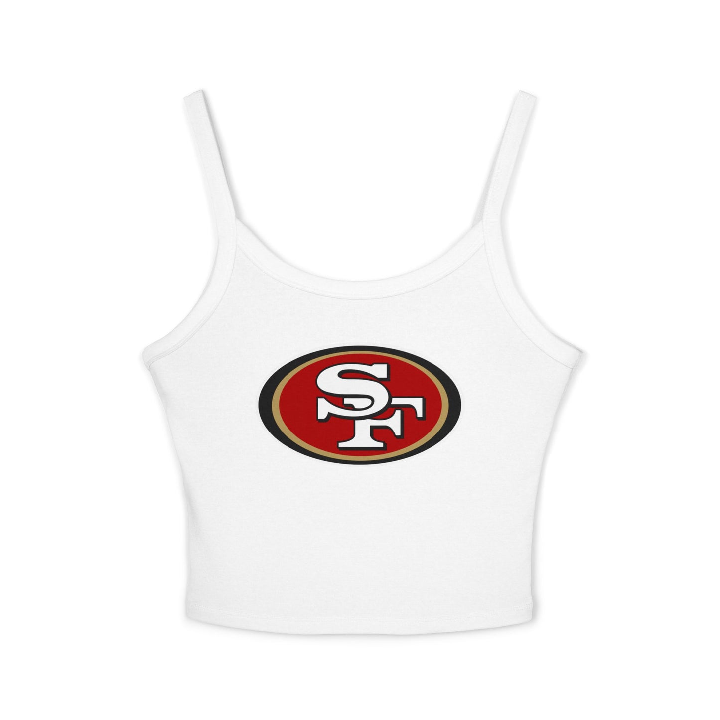 49ers Retro Football Helmet Women's Spaghetti Tank (White)