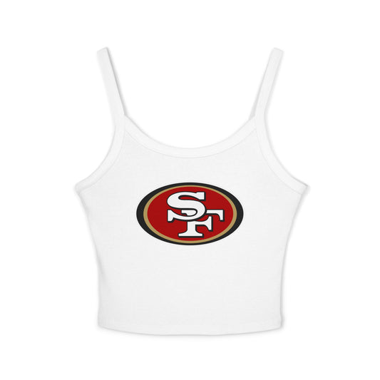 49ers Retro Football Helmet Women's Spaghetti Tank (White)