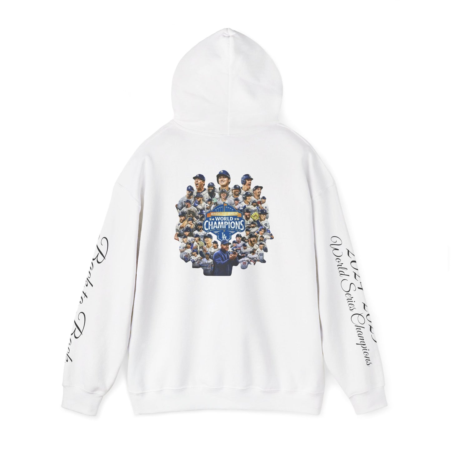 Dodgers Back-to-Back World Series Champions Hoodie — MLB Championship Sweatshirt (White)