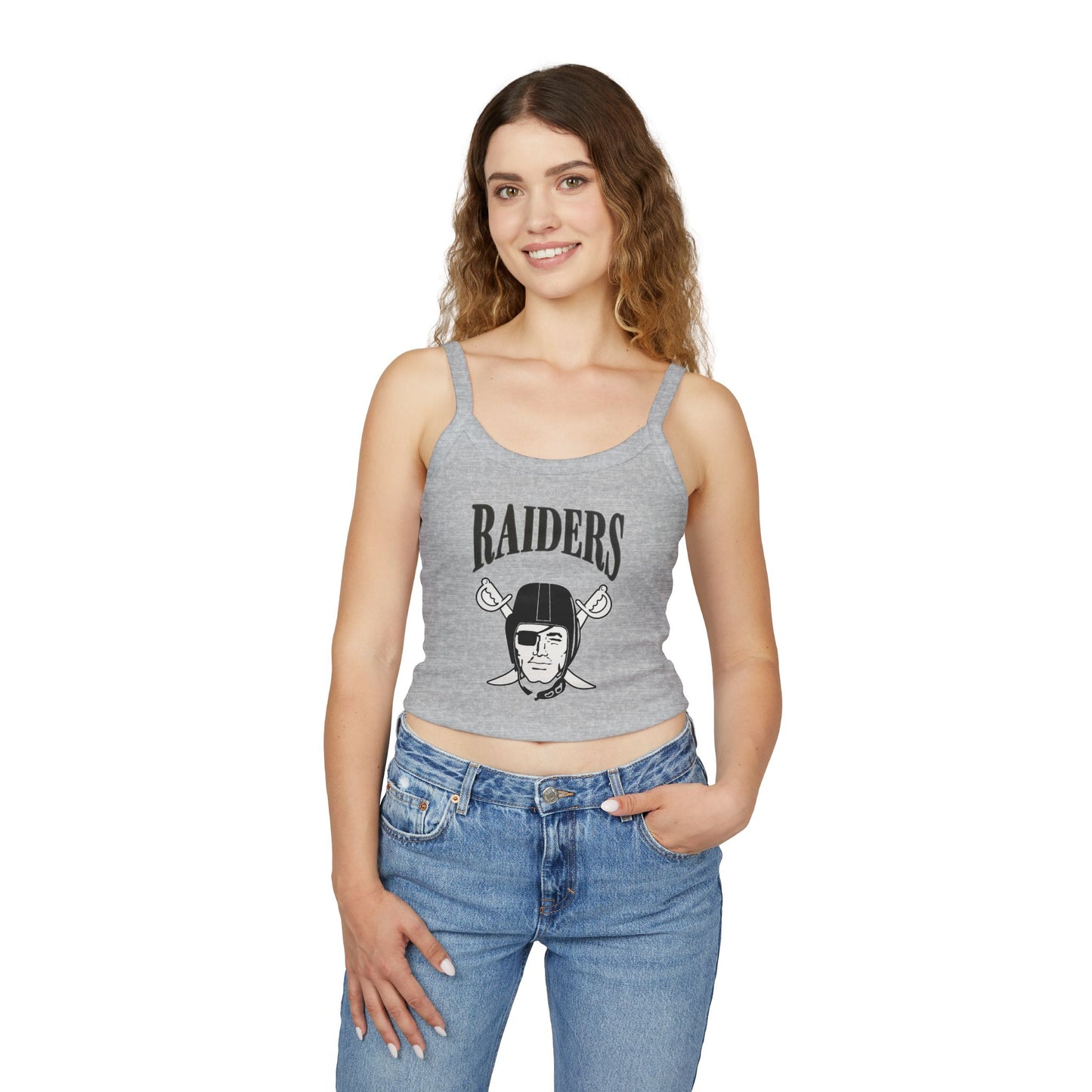 Raiders Vintage Football Helmet Tank Top — Retro Sports Crop