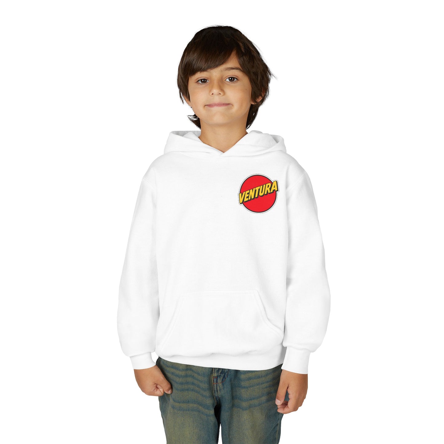 Ventura Red Beach Logo Youth Hoodie — White