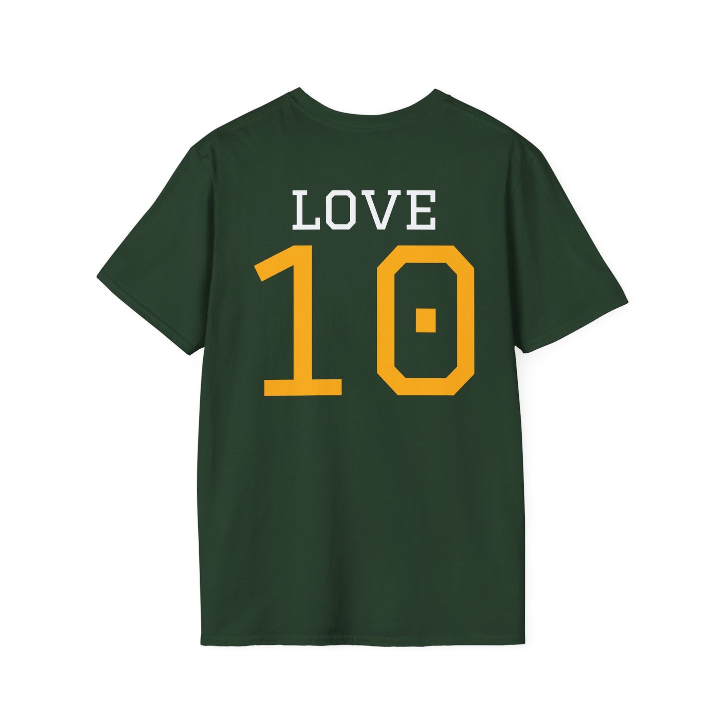 #10 Jordan Love Green Bay Packers Forest Green Logo T-Shirt — Fan Tee