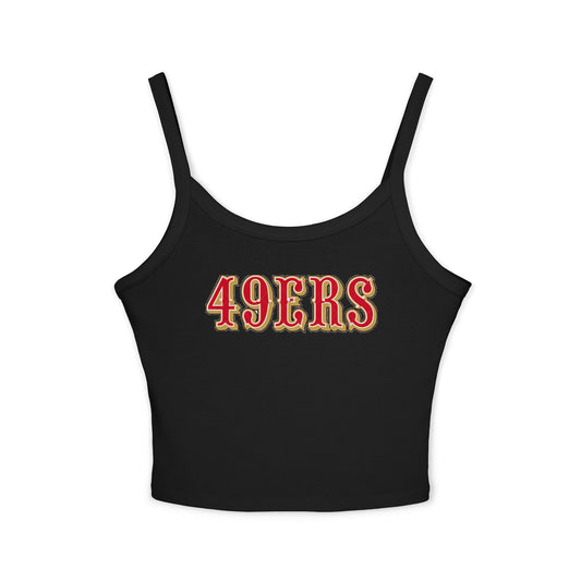 49ers Retro Football Helmet Women's Spaghetti Tank (Black) 2