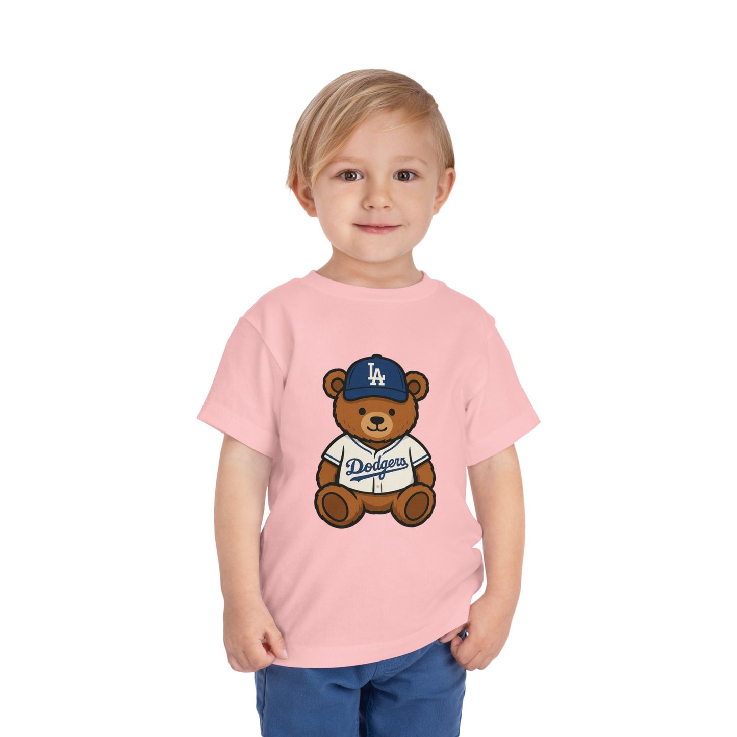 Toddler Los Angeles Dodgers Pink Teddy Bear Tee
