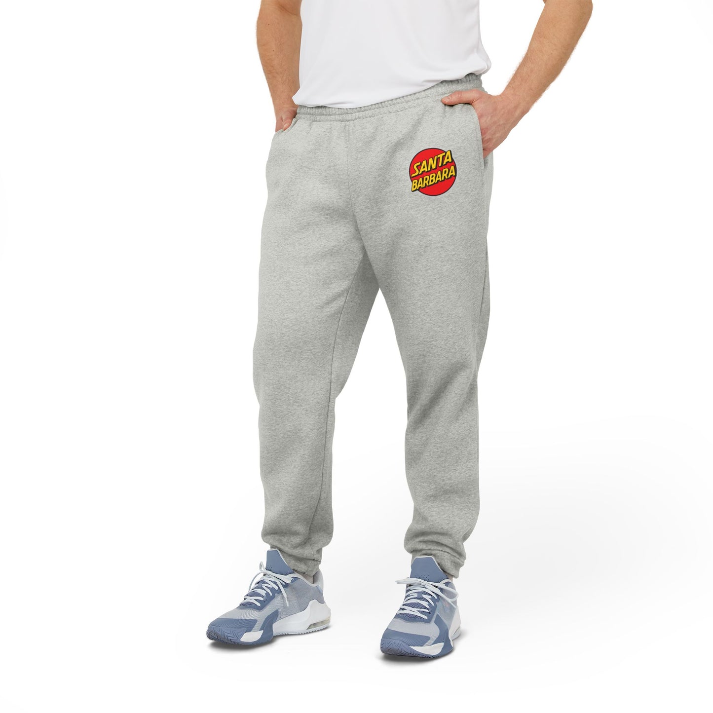 Santa Barbara Logo Joggers — Grey Fleece Casual Sweatpants