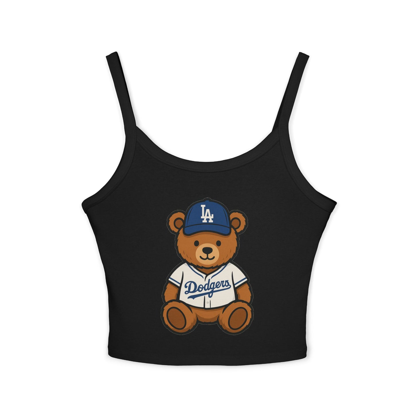 Los Angeles Dodgers Teddy Bear Women's Spaghetti Strap Tank Top — Black