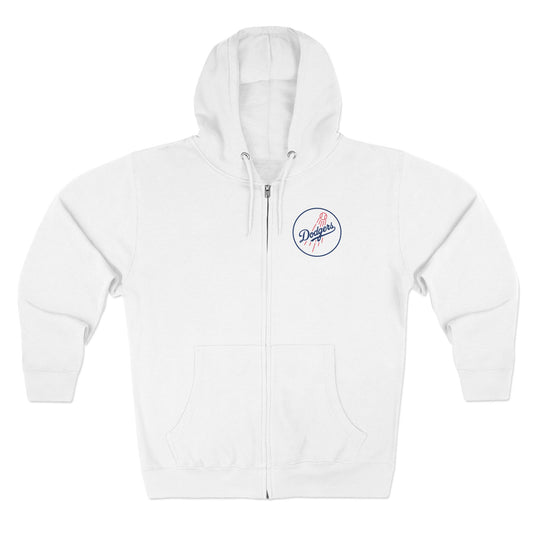 Dodgers Retro Logo Zip Hoodie (White)