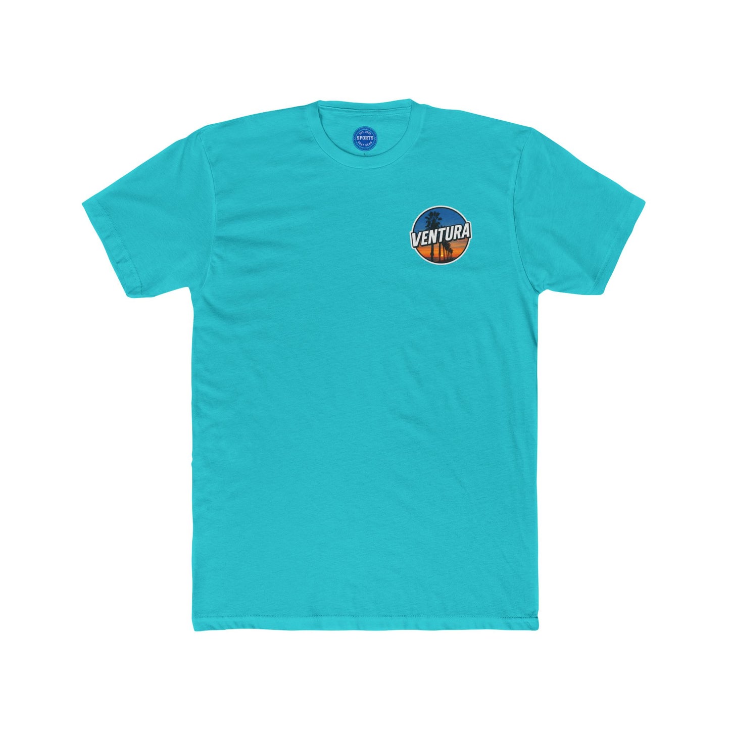 Ventura Sunset California Palm Beach Graphic Tee (Tahiti Blue)