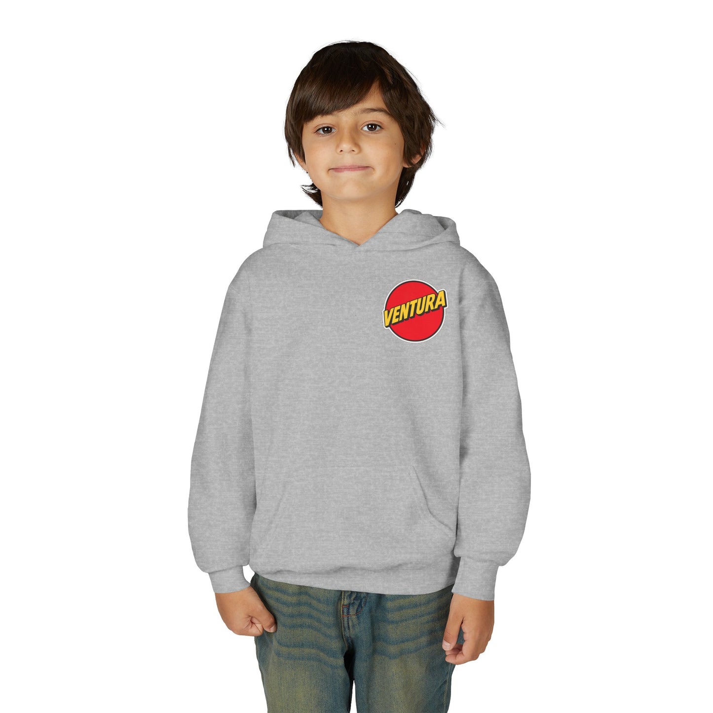 Ventura Red Beach Logo Youth Hoodie — Sports Grey