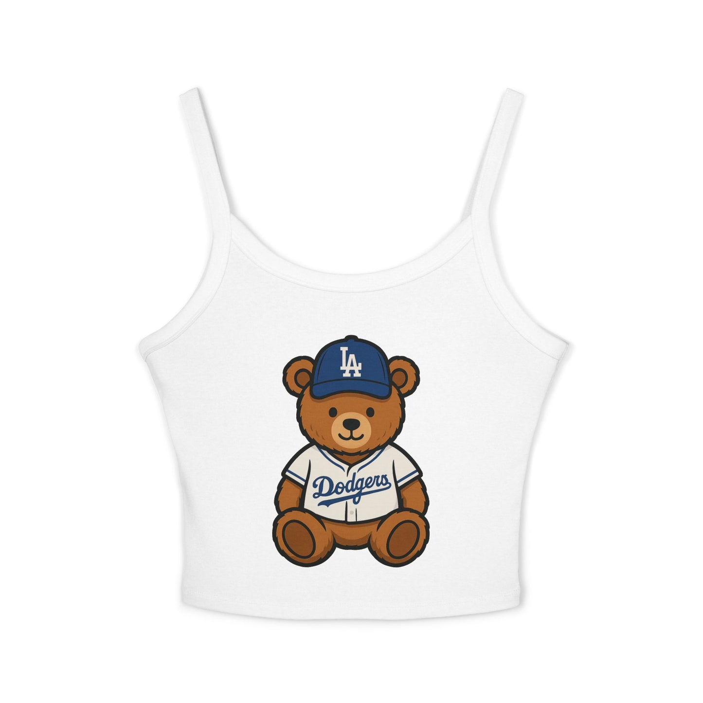 Los Angeles Dodgers Teddy Bear Women's Spaghetti Strap Tank Top — White