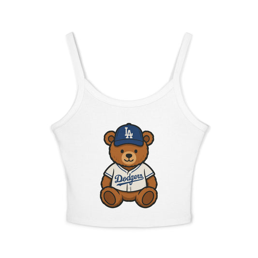 Los Angeles Dodgers Teddy Bear Women's Spaghetti Strap Tank Top — White