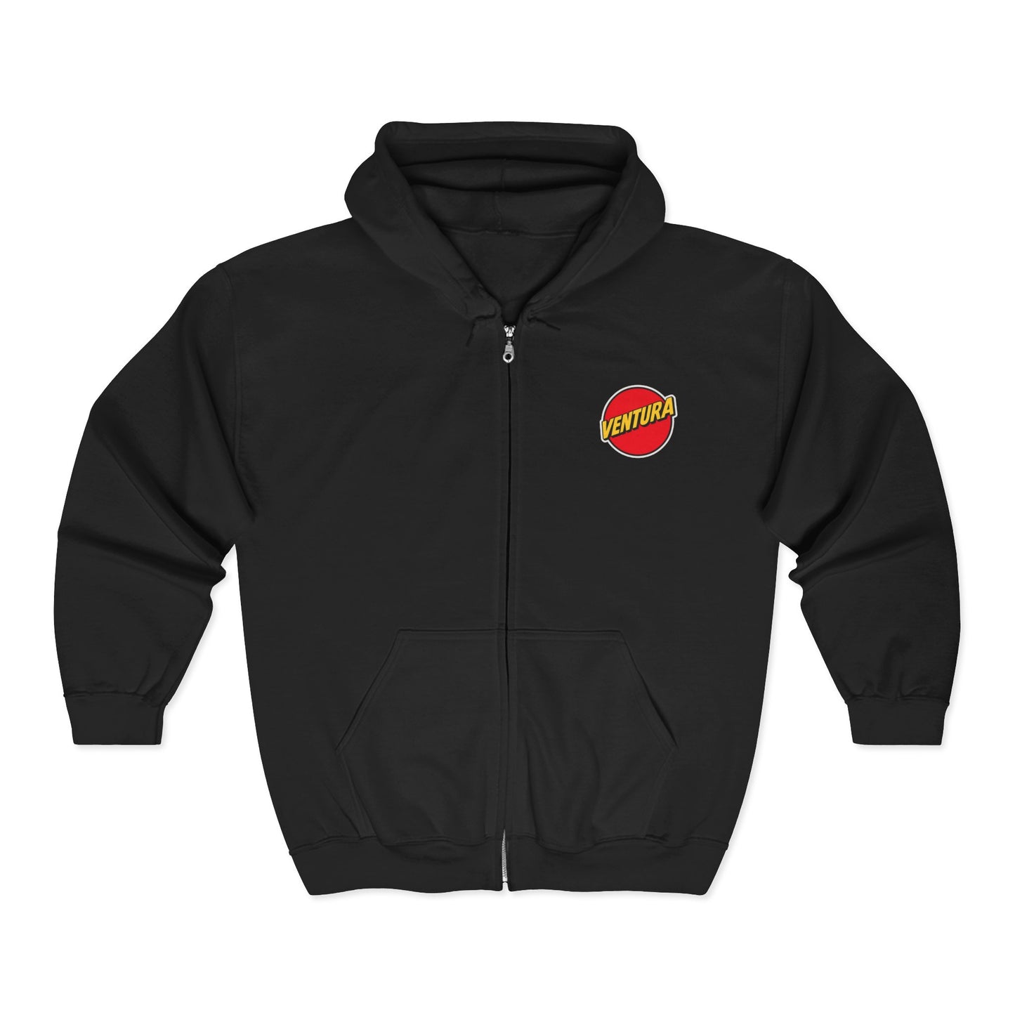 California Ventura Red Logo Zip Black Hoodie — Full‑Zip Sweatshirt