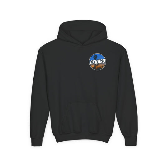 Oxnard Sunset Youth Hoodie — Beach Graphic (Black)