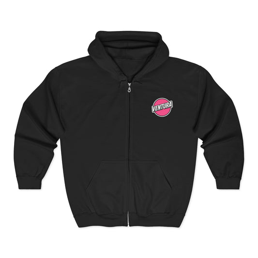 Ventura Pink Retro Surf Logo Zip Hoodie