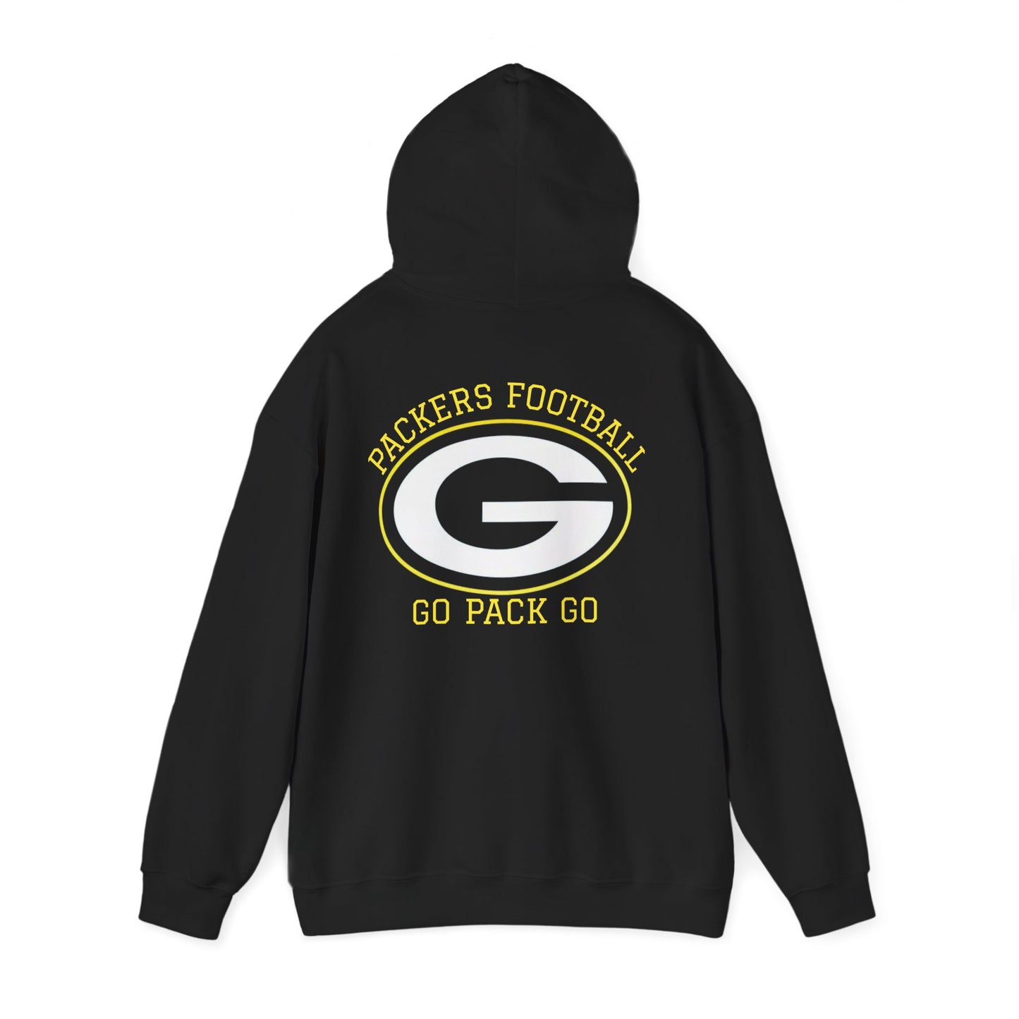 Green Bay Packers Football "Go Pack Go" Hoodie — Team Logo Sweatshirt for Fans (Black)
