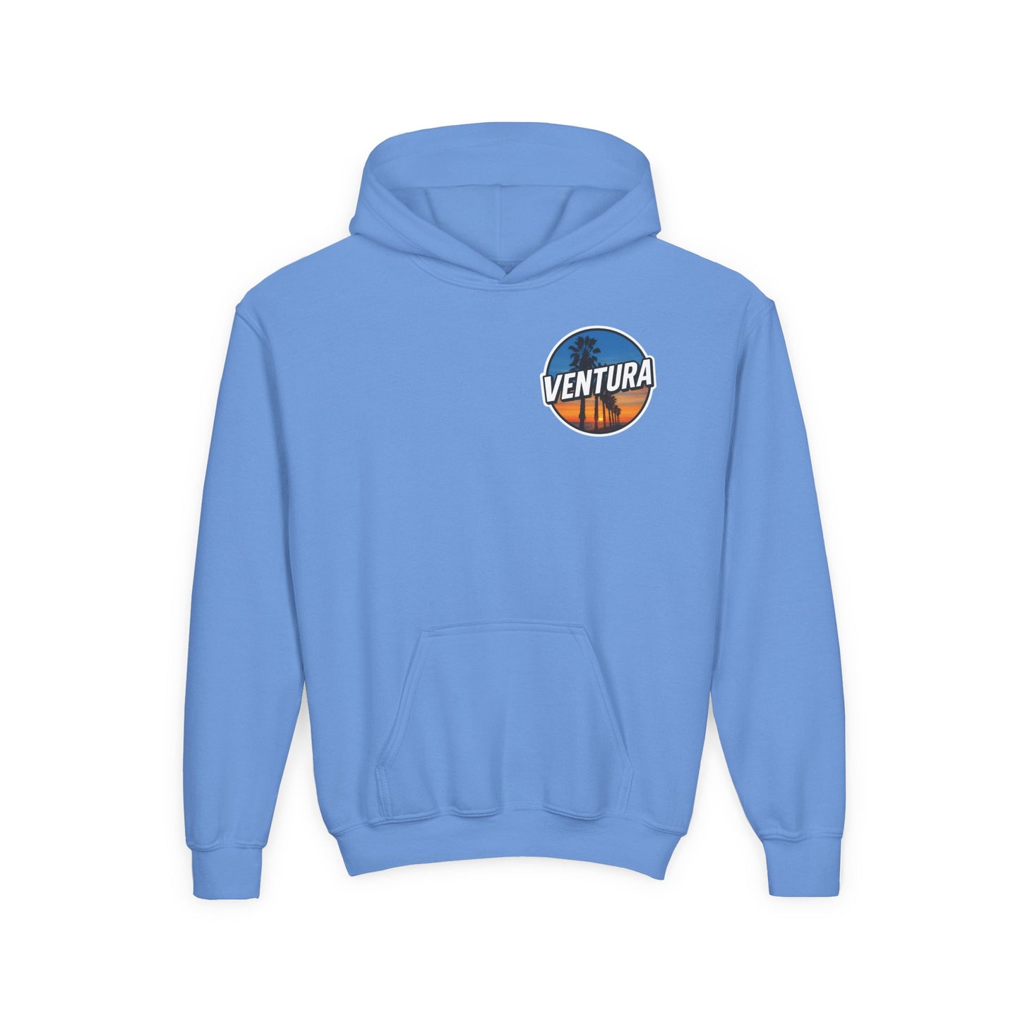 Ventura Surfer's Point Sunset Youth Hoodie — Beach Graphic (Light Blue)