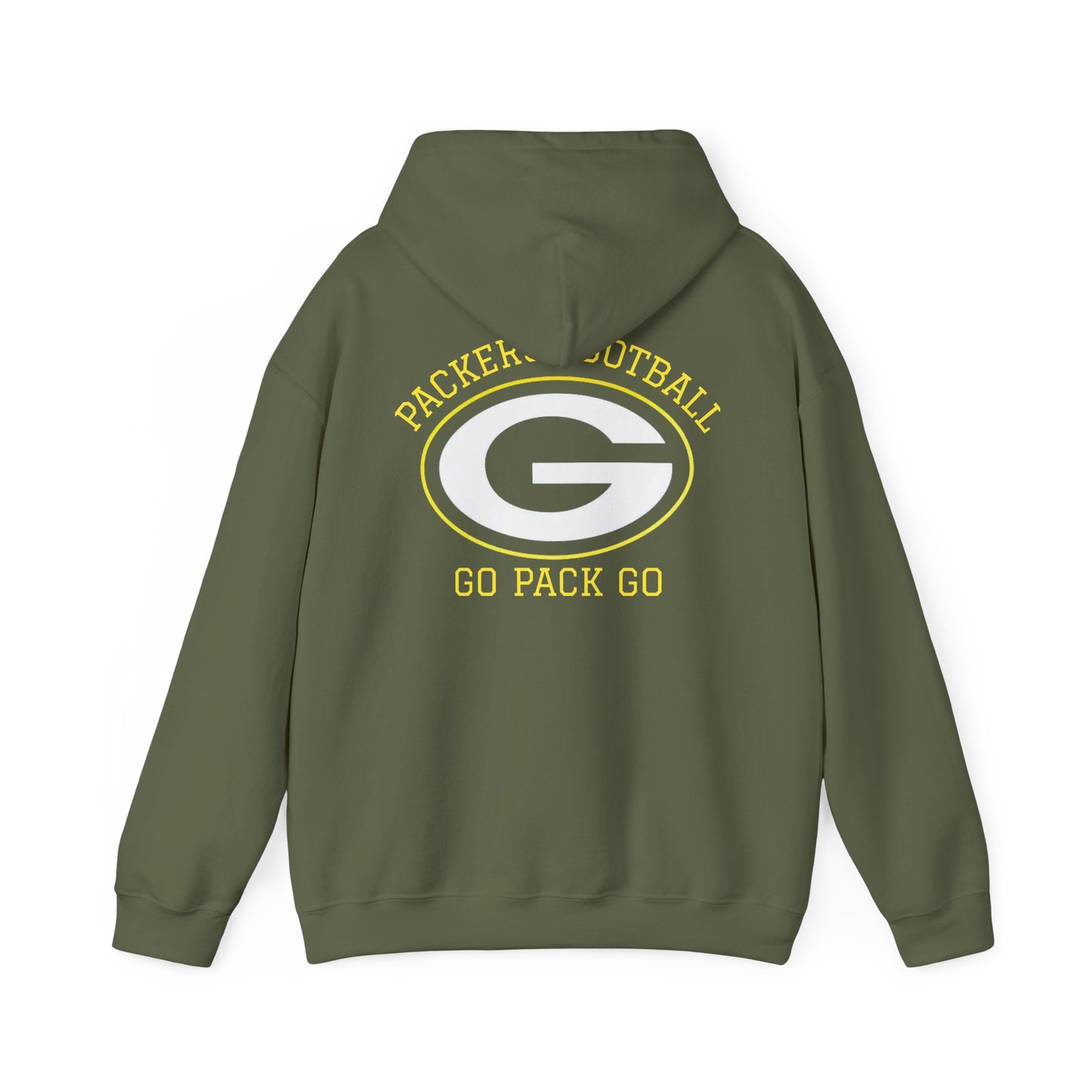 Green Bay Packers Football "Go Pack Go" Hoodie — Team Logo Sweatshirt for Fans (Military Green)