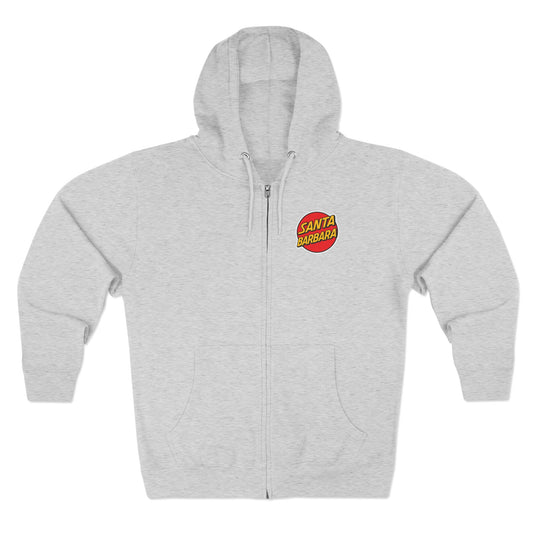Santa Barbara Red Logo Hoodie — Heather Grey Zip Hoodie
