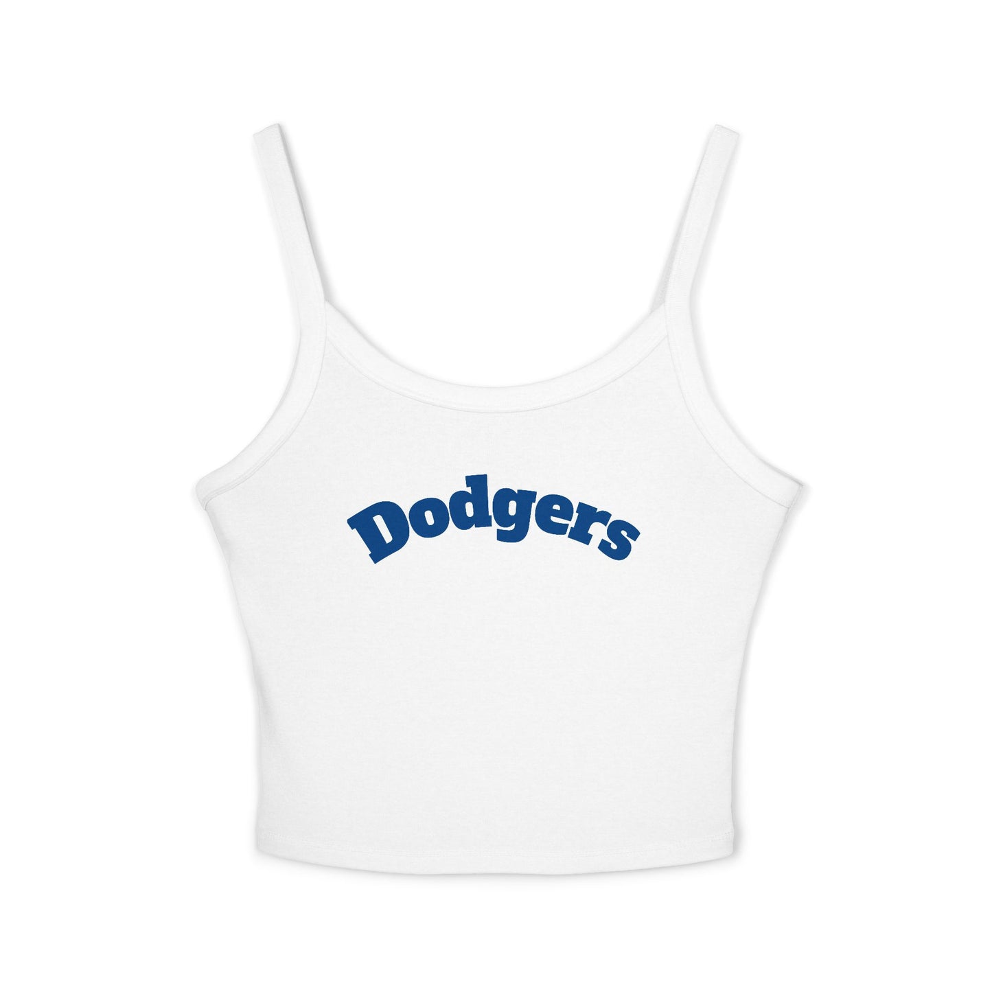 Dodgers Women's Spaghetti Strap Tank Top — White Team Logo Fan Tee