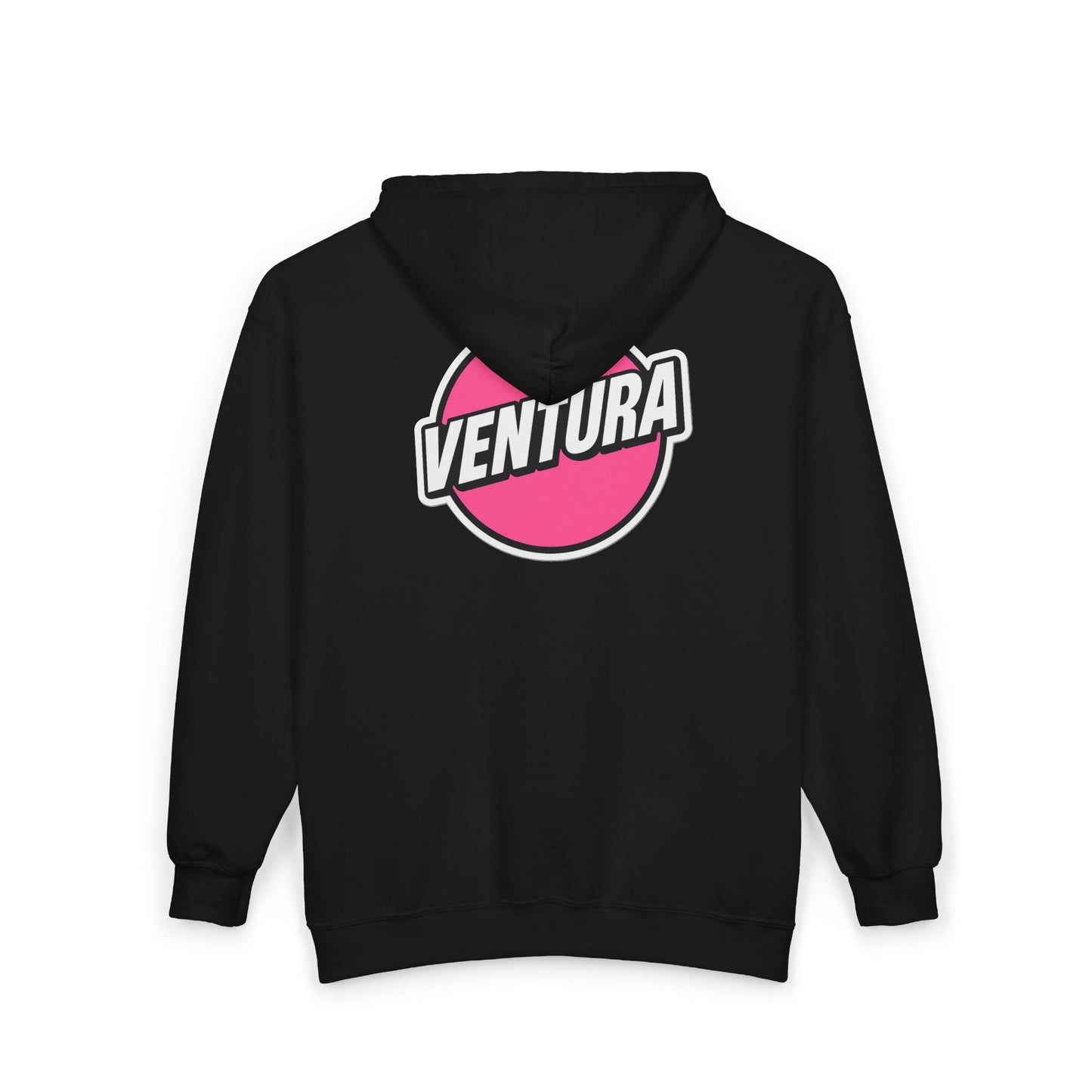 California Ventura Pink Logo Full‑Zip Hoodie — Black
