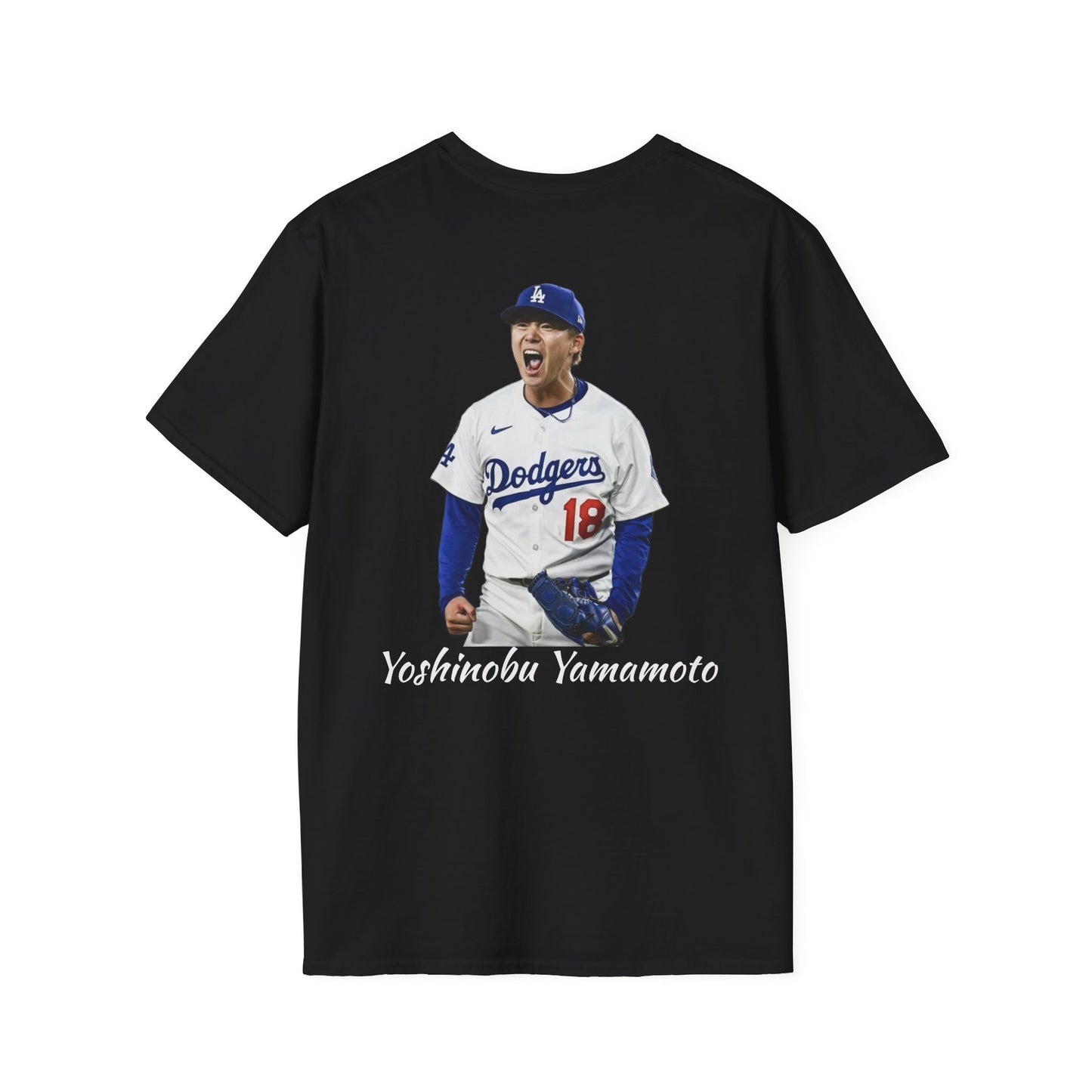 Yoshinobu Yamamoto #18 Baseball T-Shirt — Lightweight Black Fan Tee